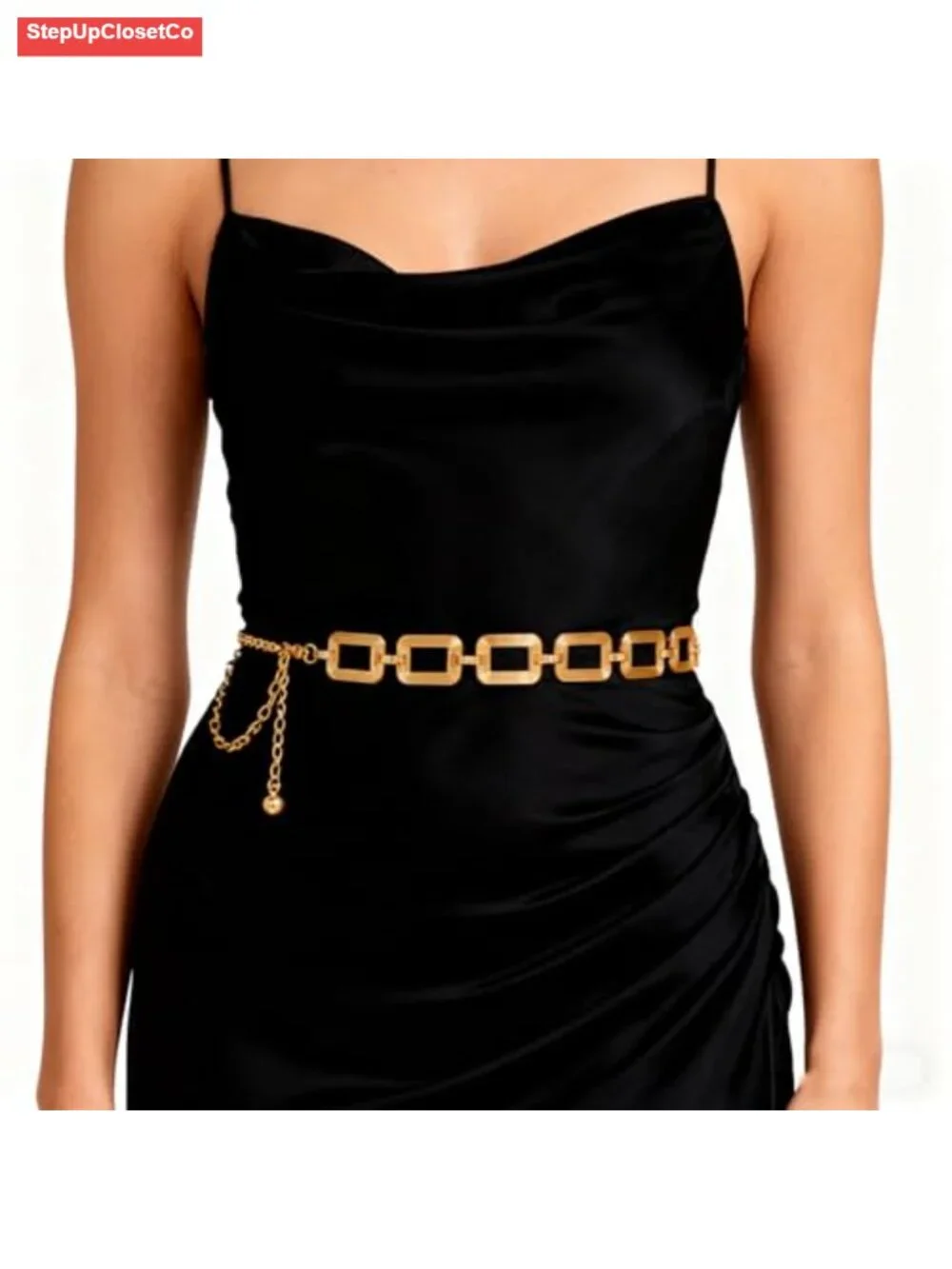 Women's Gold Chain Belt, Adjustable Chunky Waist Belt for Dresses Jeans Trousers